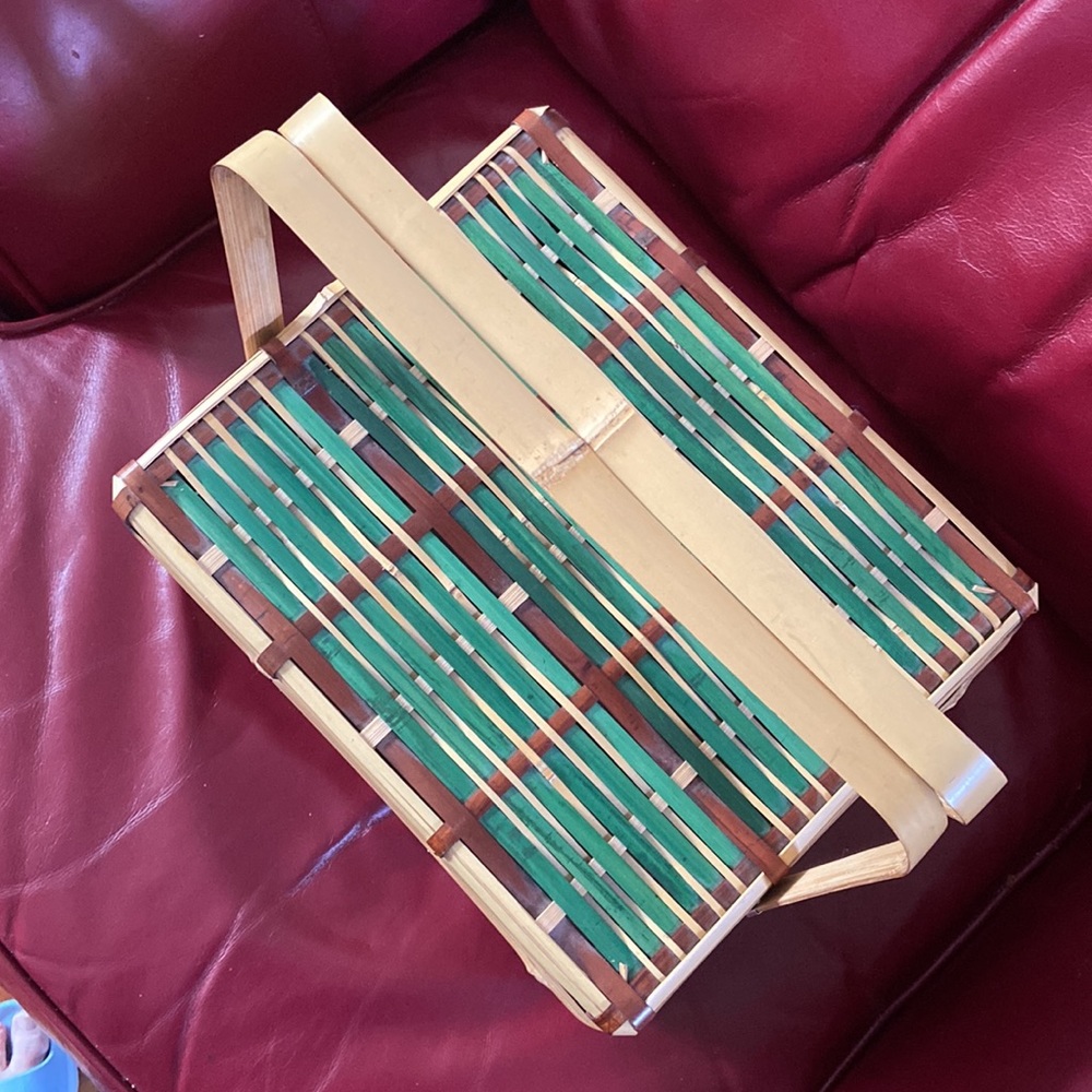 Vintage bamboo picnic storage solution basket